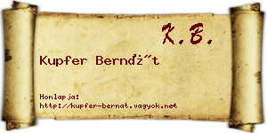 Kupfer Bernát névjegykártya